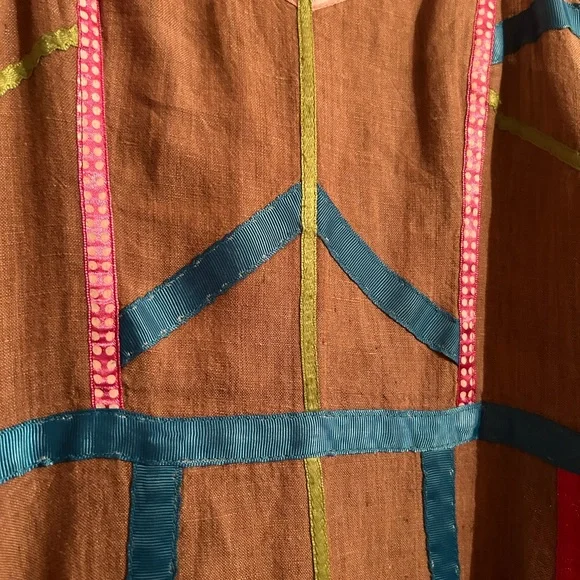 Vintage Handmade Linen Ribbon Prairie Dress - Picture 3 of 7